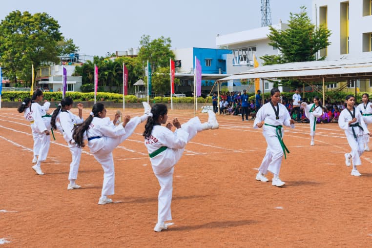 Students playing various sports